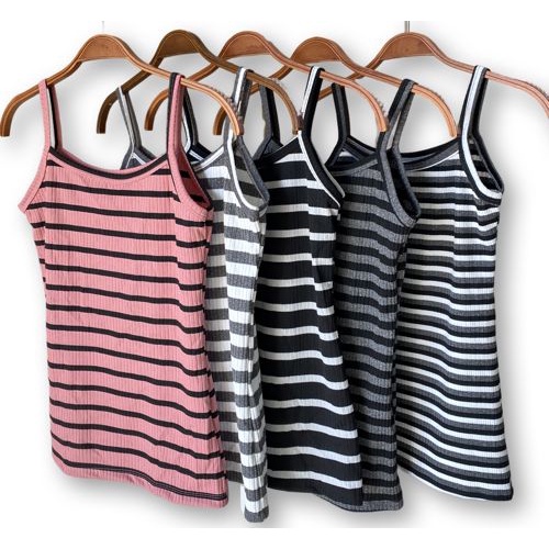 Blusa feminina fashion regata básica listrada canelada linda