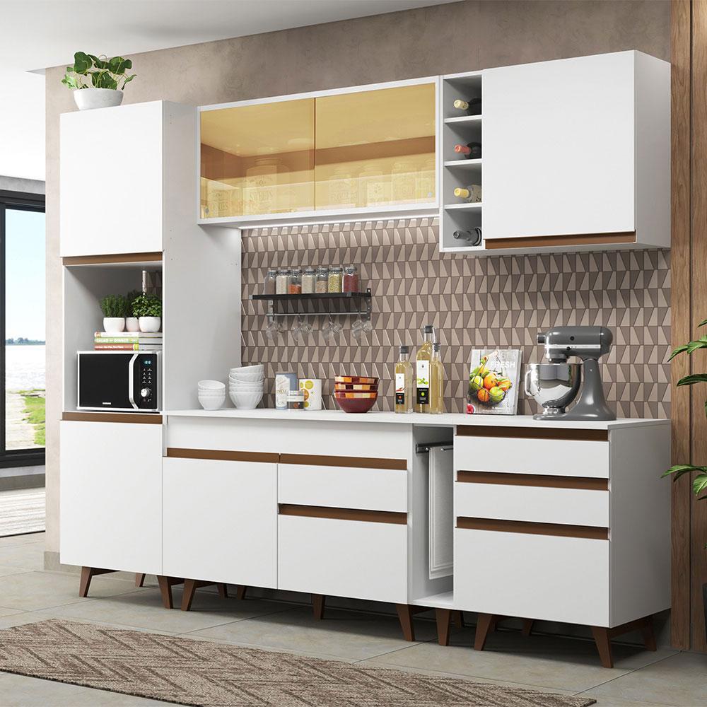 Cozinha Completa Madesa Reims 260004 com Armário e Balcão - Branco em Oferta na Shopee