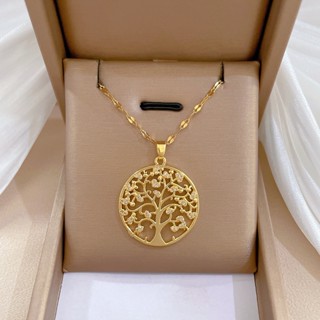 Colar De Aço Titânio Anel Grande Árvore Banquete De Luxo Leve Casamento Influenciador Feminino Corrente La
