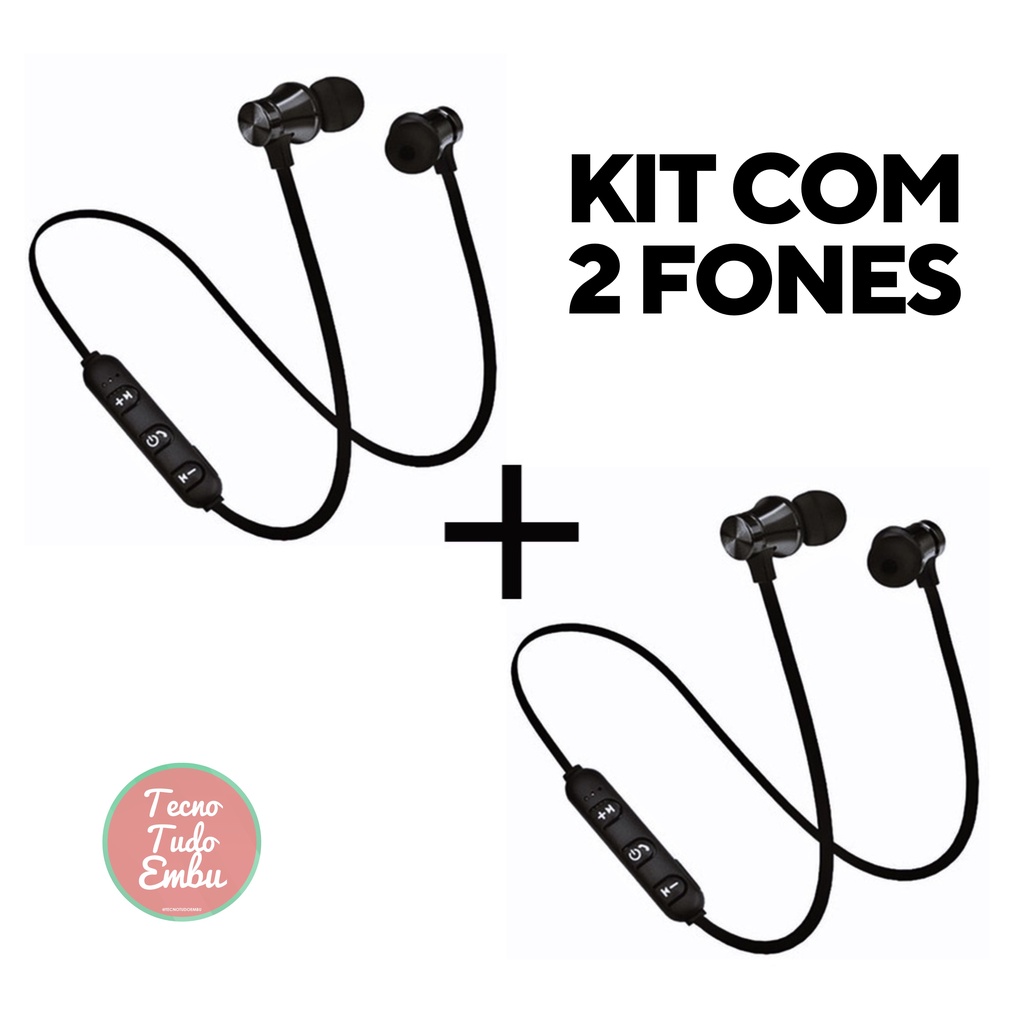Kit 2 fones xt11 fone de ouvido com bluetooth sem fio magn tico