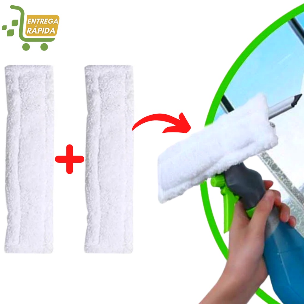 Kit Refil Microfibra do Rodo Limpa E Seca Vidros Spray 3 em 1