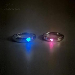Anel Luminoso De Coração De Moda Para Abertura De Casal De Ajustável Melhor De Amigo Presente