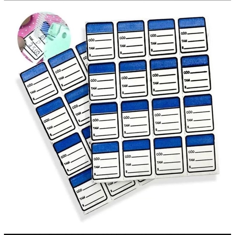 1000 etiquetas para roupa TAG cores diversas