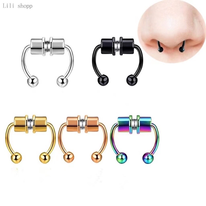 Piercing De Nariz Falso Argola Magnética Em Aço Inoxidável 316L Com Argola Para Nariz / Septo em Oferta na Shopee