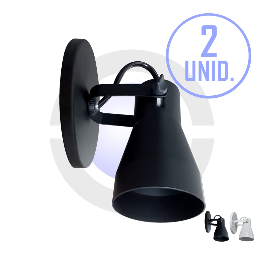 Kit 2 Arandela Luminaria Parede Apartamento Escritorio Loja Aluminio LED E27 Direcionavel Bivolt em Oferta na Shopee