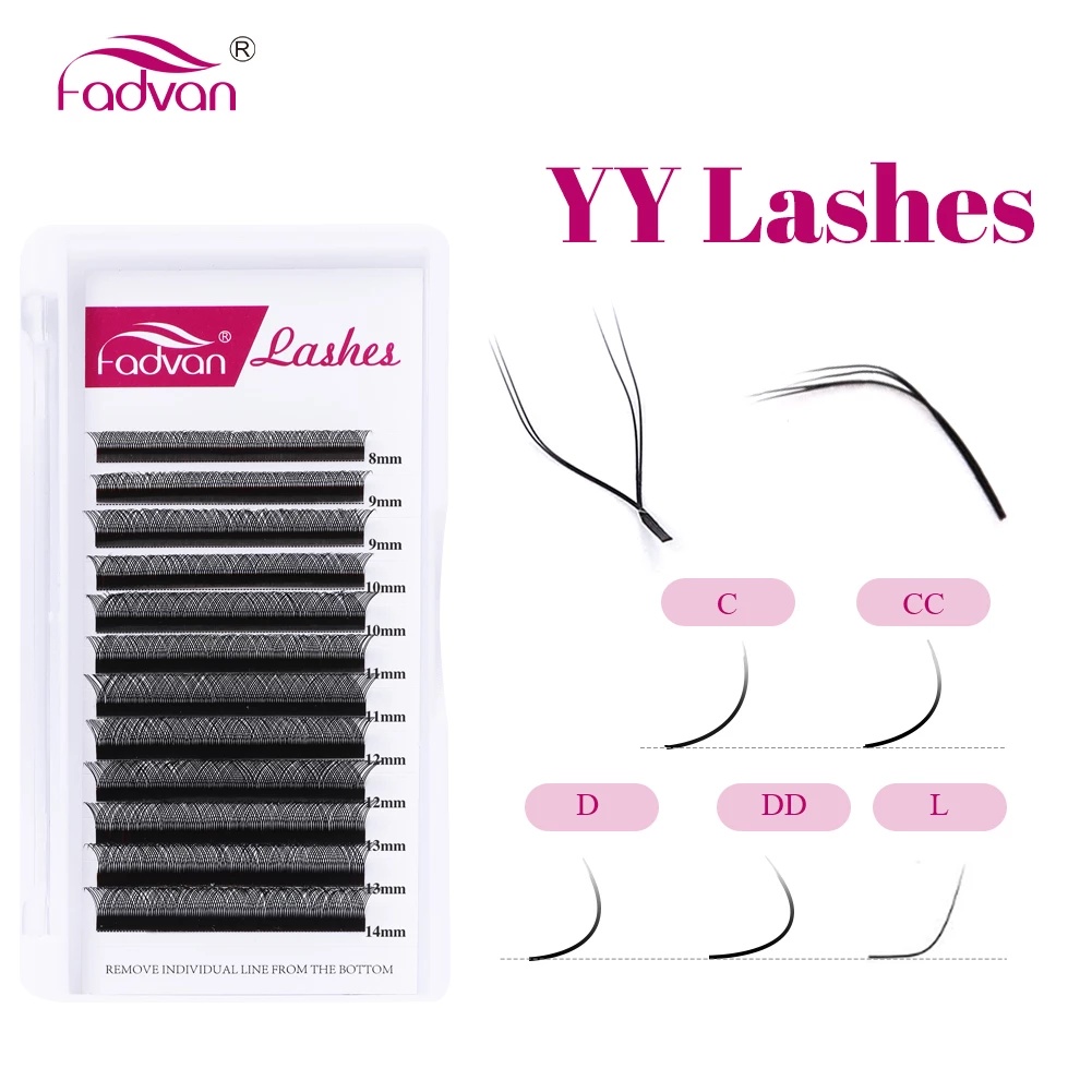 Pestanas Fadvan YY Shape Lashes 0.05/0.07 Faux Mink C/D/L 8-15mm Black Natural Brasileiras Suaves Premade Volume De Ventilador