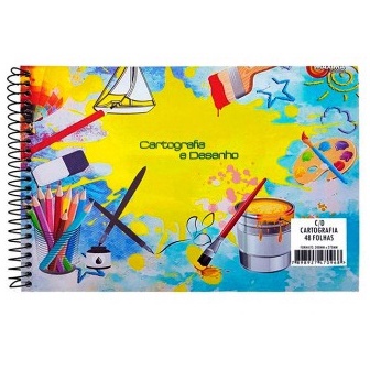 Caderno de Desenho e Cartografia 48 Folhas Capa Flexivel - Máxima Cadernos