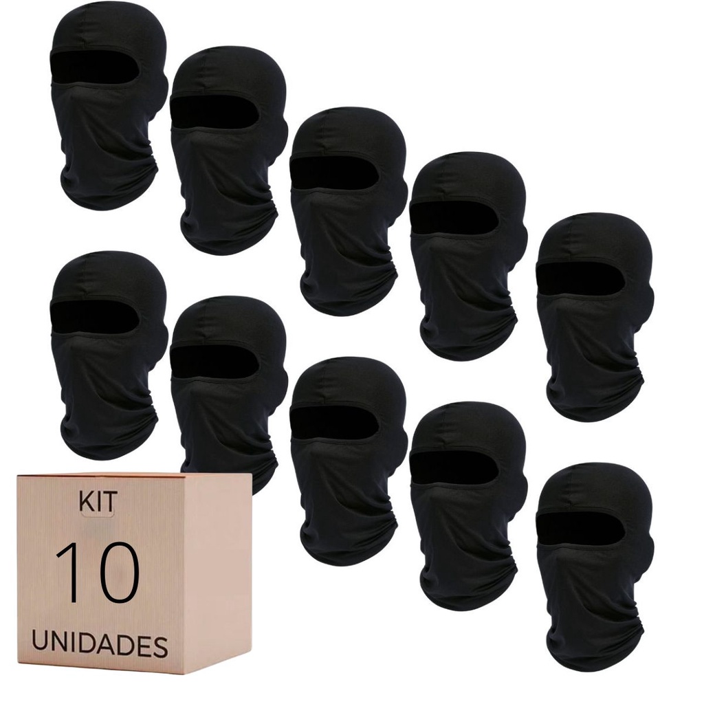 Kit com 10 Toucas Ninja Balaclava Motoqueiros Militar Tatica Frio Máscara Moto
