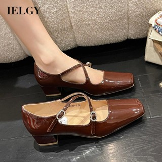 IELGY Sapatos Quadrados Dedo Do Pé Cruzado De Salto Com Pedaços