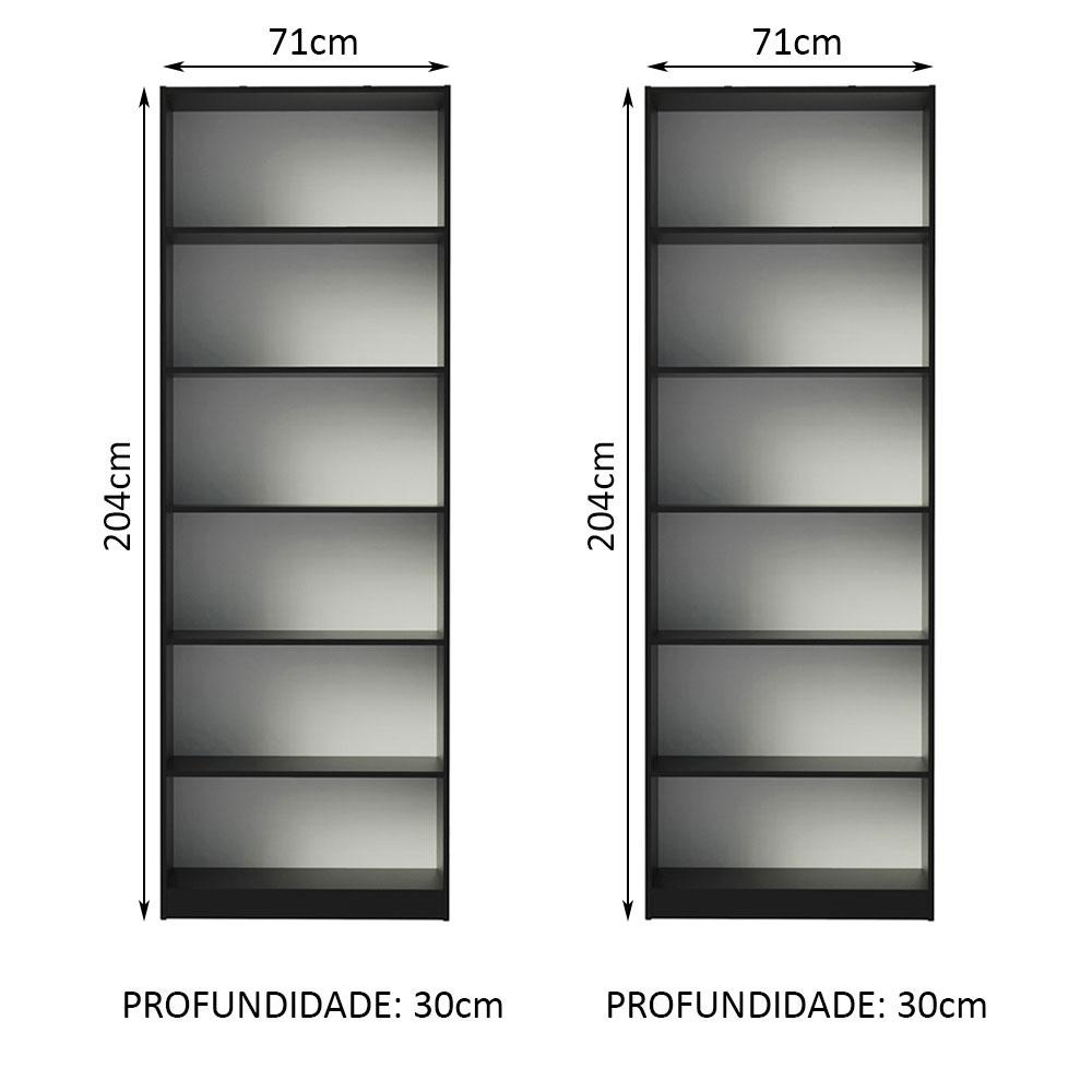 Detalhes do Kit Madesa com 2 Estantes Livreiro 6908 - Preto
