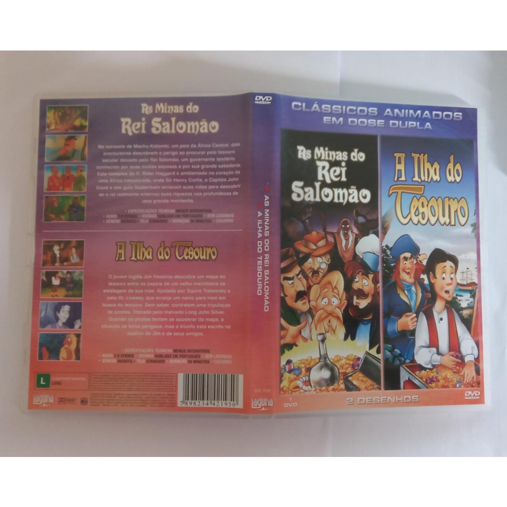 DVD Clássicos animados em dose dupla - As minas do Rei Salomão - A ilha do tesouro