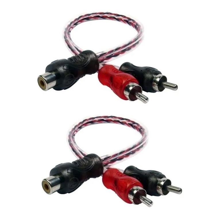 Par Cabo Y Rca 2 Machos 1 Femea Injetado Vermelho Preto
