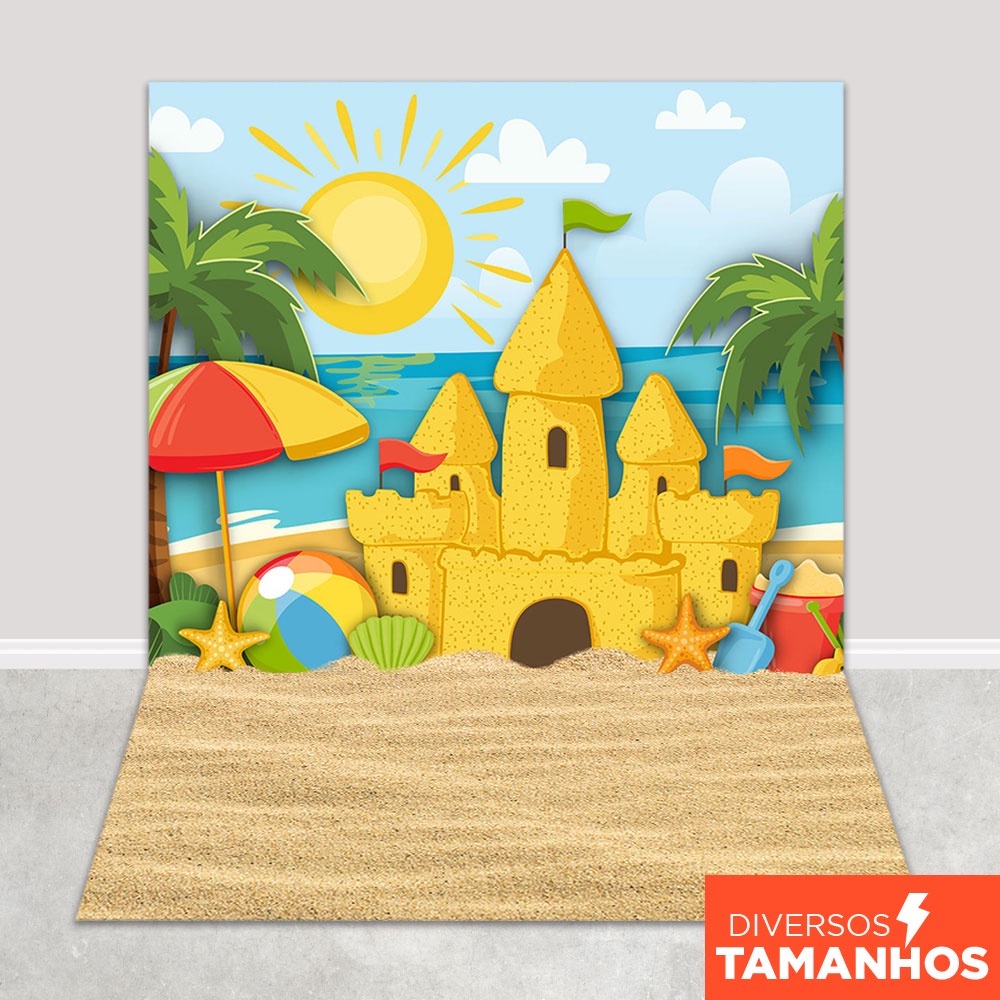 Fundo Fotográfico Castelo de Areia Em Tecido FFP-136 em Oferta na Shopee