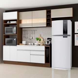 Cozinha Completa Madesa Safira com Armário e Balcão (Sem Tampo e Pia) - Branco/Crema em Oferta na Shopee