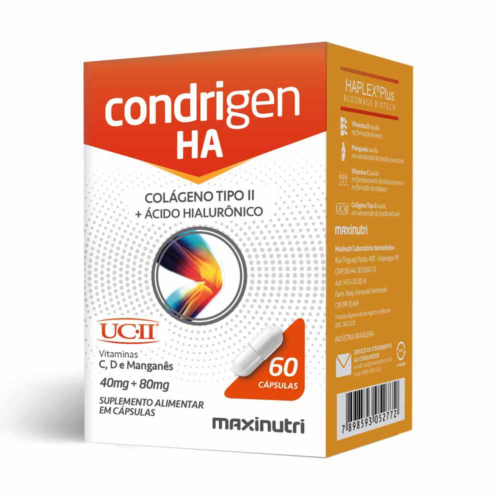 Condrigen H.A. Colágeno Tipo 2 com Ácido Hialurônico 60 Caps Maxinutri em Oferta na Shopee