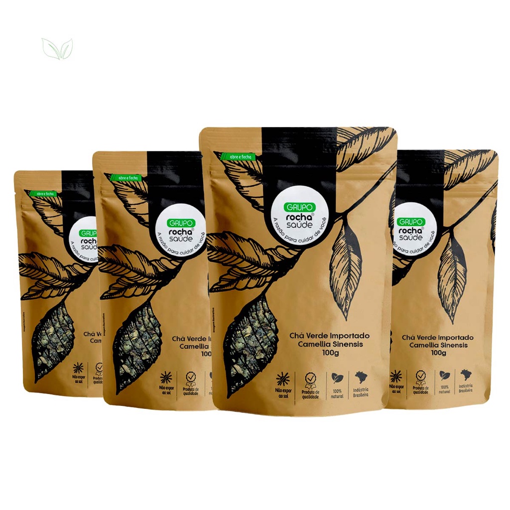 Kit 4 pct Chá Verde Importado - Camellia sinensis - 100g