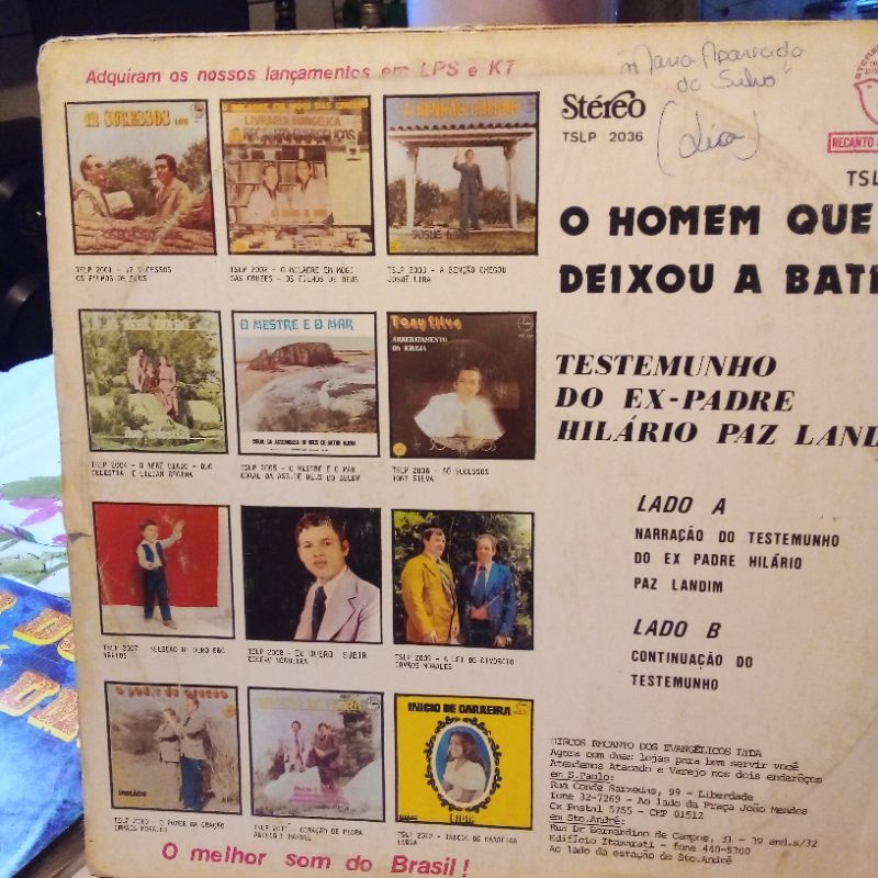 Disco Vinil Ex Padre Hilário Paz Landin O Homem que Deixou A Batina