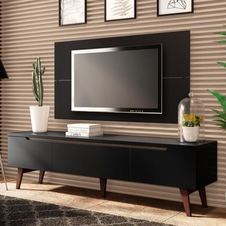 Rack Madesa Reims e Painel para TV até 55 Polegadas 2 Portas e 1 Gaveta - Preto em Oferta na Shopee