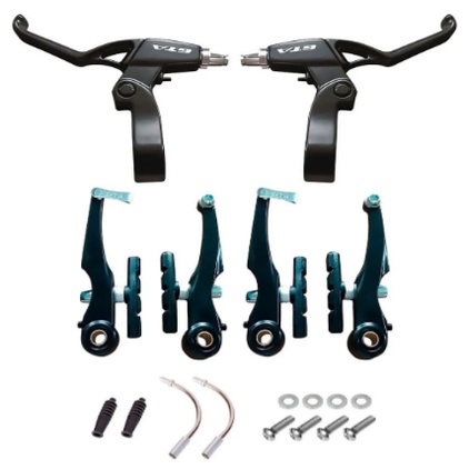 Kit de Freio V-Brake em Alumínio GTA com Manetes para Bicicleta Aro 24 26 29 Sistema de Freio com Pino no Quadro da Bike