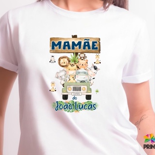 Camiseta adulto MAMÃE Aniversário SAFARI BABY AQUARELA Personalizada com nome - Festa Temática Infantil ZLPRINT em Oferta na Shopee