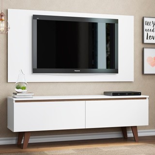 Rack Madesa Le Mans e Painel para TV até 55 Polegadas 2 Portas - Branco/Rustic em Oferta na Shopee