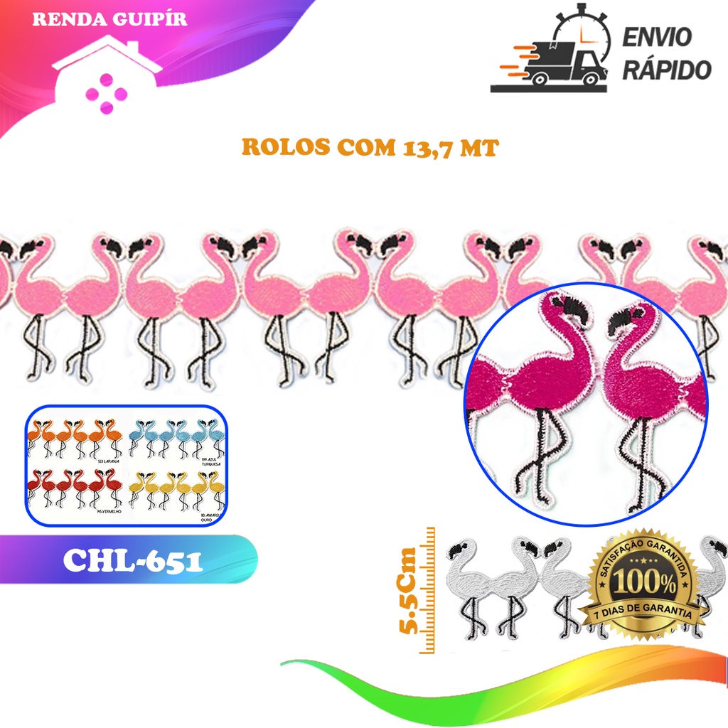 Renda Guipir Flamingo CHL-651 5.5 Cm -  Rolo C/13.7 Metros