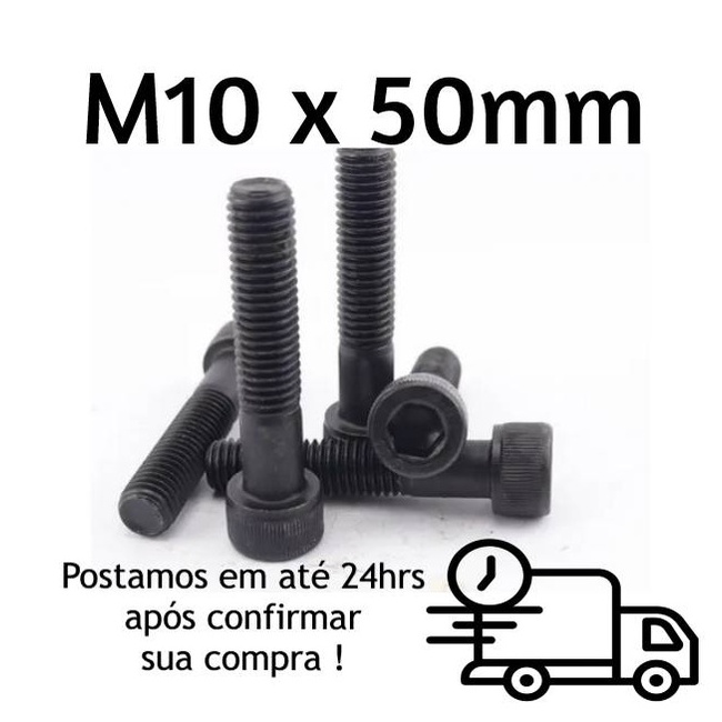 Parafusos Allen Cabeça Cilíndrica M10 X 50mm Oxidado preto