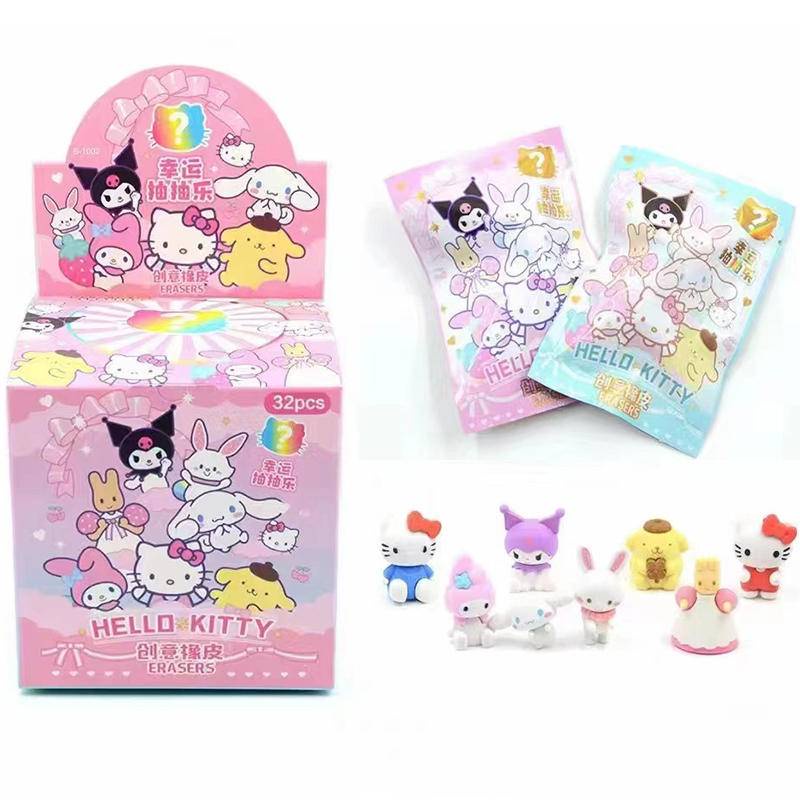 Aleatório 1 Pcak Sanrio Fofo Kawaii animal Mymelody Kuromi Cinnamoroll Lápis Borracha Apagador Estudante Papelaria Material Escolar Crianças Apagadores Para Presente