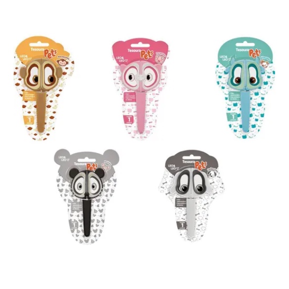 Tesoura Escolar Infantil Pets Com Capa Protetora em Oferta na Shopee