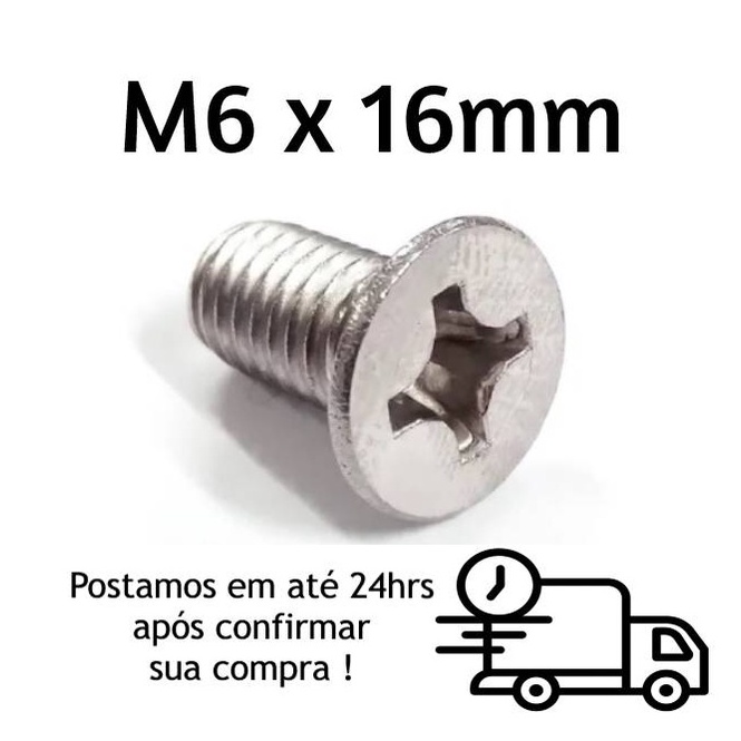 Imagem Parafuso Chato Phillips M6 X 16mm Inox