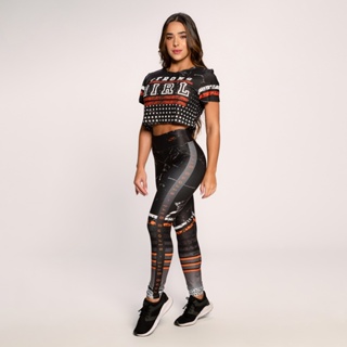 Conjunto Academia Feminino Suplex Estampado Fitness Cropped E Calça Strong Girl em Oferta na Shopee