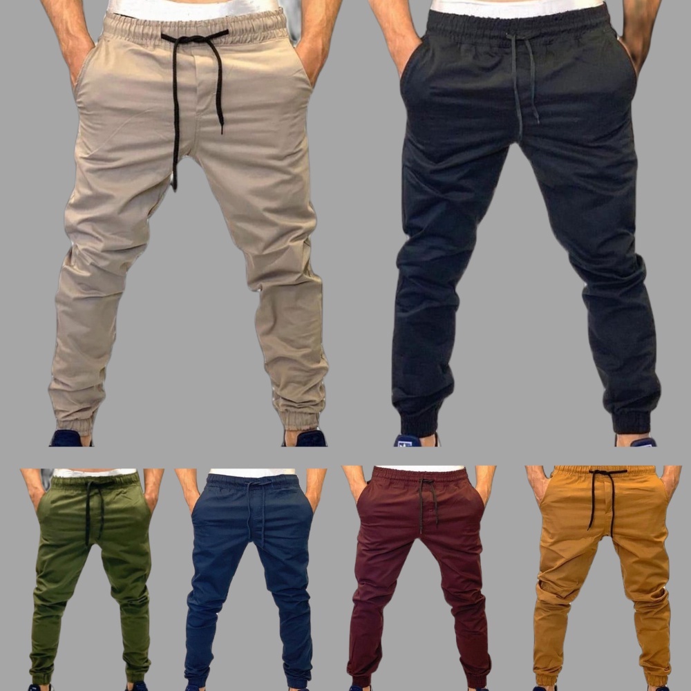 KIT 2 Calças Jogger Masculina sarja Skinny com punho elástico - Escorrega o  Preço