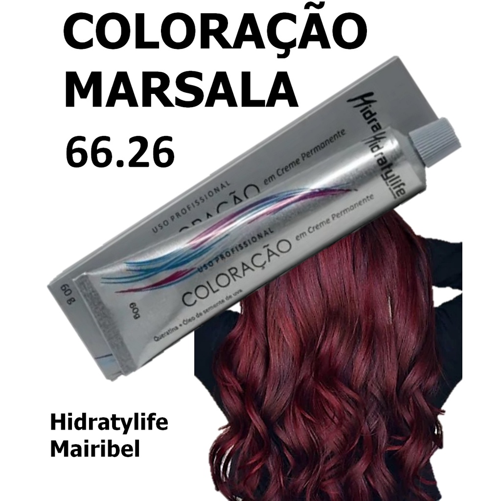 Tinta Cabelo MARSALA 66.26 Coloração 60g Hidratylife Mairibe