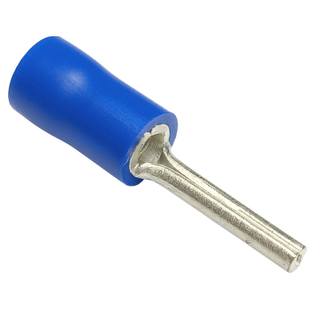 Kit 20 Unidades Terminal Pré Isolado Azul Pino Longo Cabo 1,5mm a 2,5mm Conector Eletrico Tubular