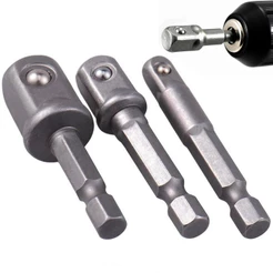 Adaptador Para Parafusadeira Furadeira Soquetes 1/4" 3/8" 1/2Pol. Pontas Bicos Kit Com 3 Peças
