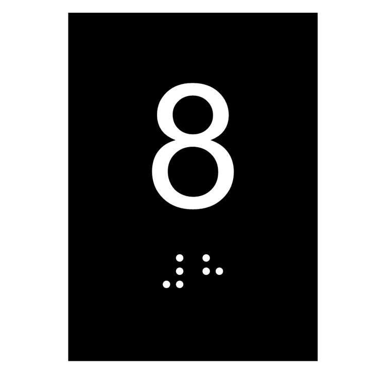 KIT 10 PLACAS BRAILE PS DO 8? ANDAR ELEVADOR PRETO