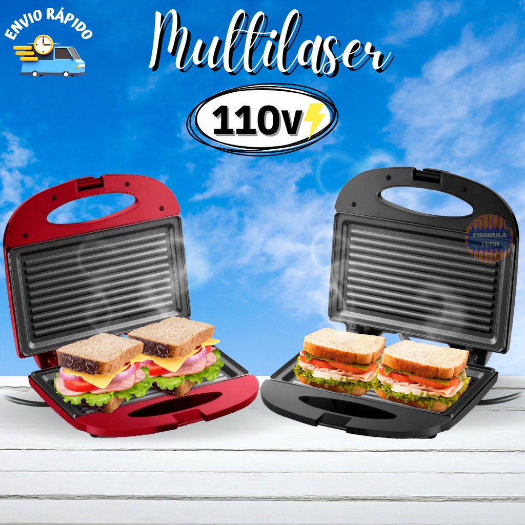 Sanduicheira e Grill Eletrica 750w Antiaderente Multilaser 127v Preta / Vermelha