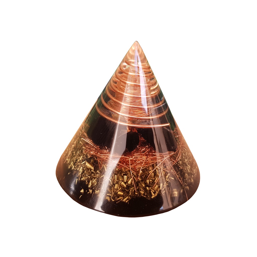 Cone De Orgonite M Com Turmalina Negra
