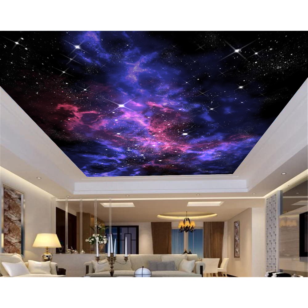 Papel de Parede de Teto - Adesivo Decorativo Para Teto - Painel Fotográfico Espaço Universo Paisagem Céu Galaxia ROF - 068