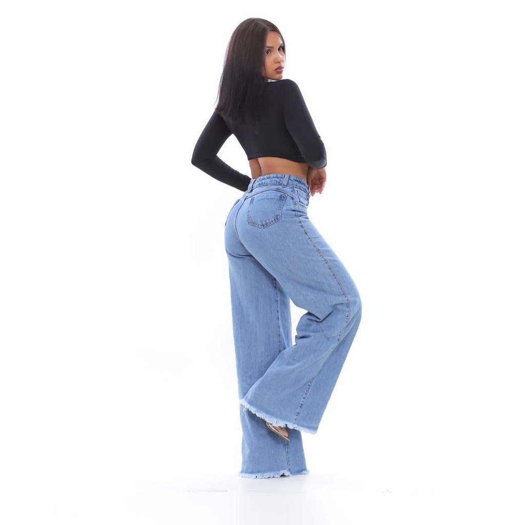 Calça Jeans Flare HNO Jeans Petit Boca de Sino Preta - Compre Agora