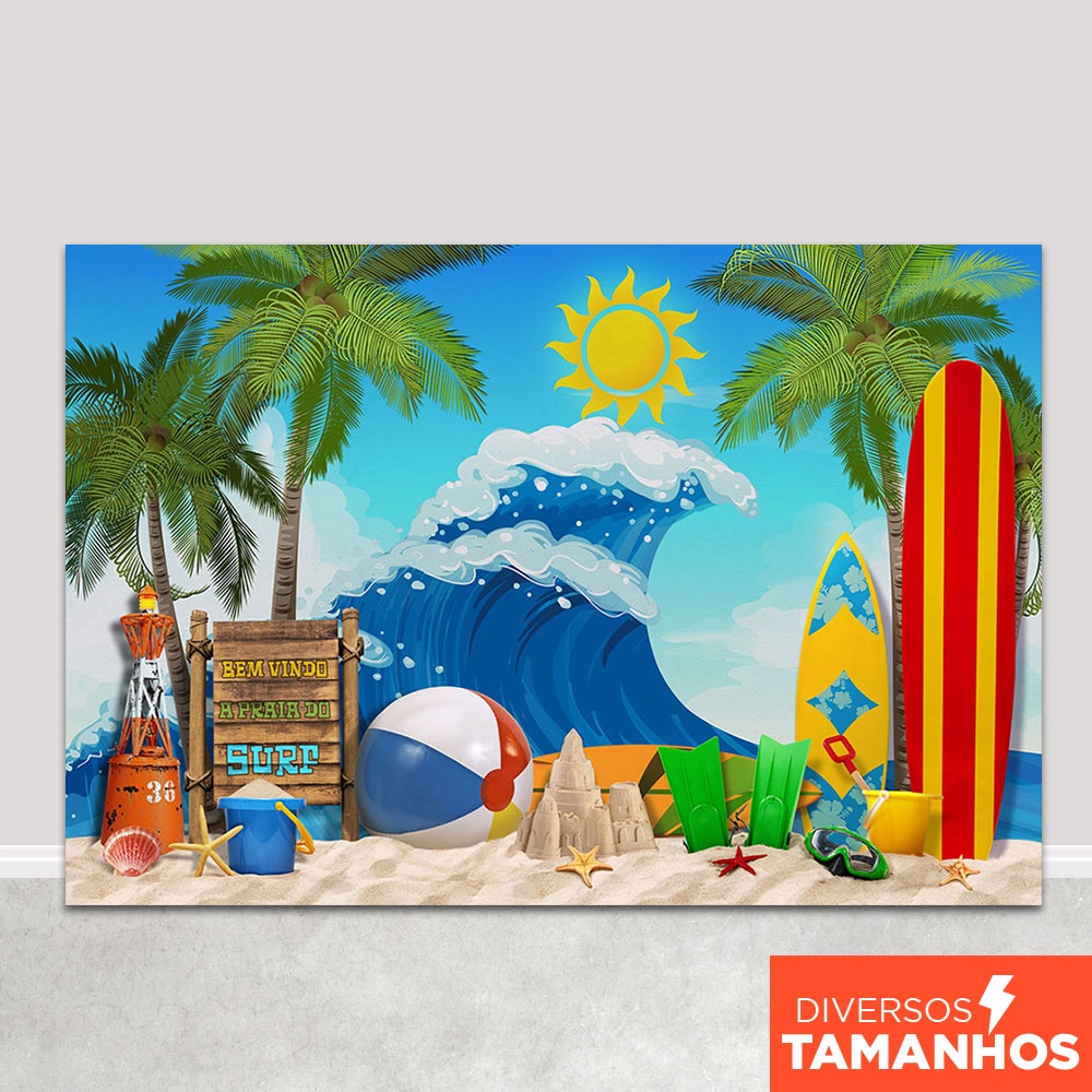 Fundo Fotográfico Praia Verão Cenário Ondas Surf Painel Em Tecido Sublimado Para Foto - FFP-139 em Oferta na Shopee
