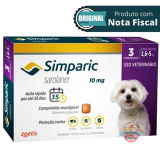 Simparic Antipulgas E Carrapatos Cães 2,6 A 5Kg com 3 Comprimidos VENC BOM em Oferta na Shopee