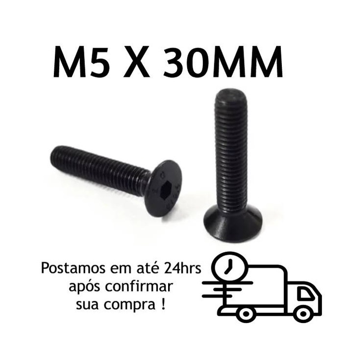 Parafuso Cabeça Chata Allen M5 X 30mm Oxidado Preto