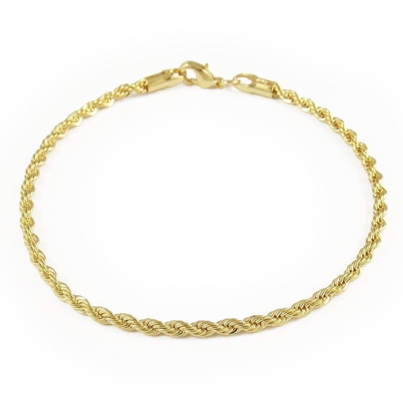 Pulseira Bracelete Feminino e Masculino Folheada a Ouro 18k Malha Estilo Cordão Baiano