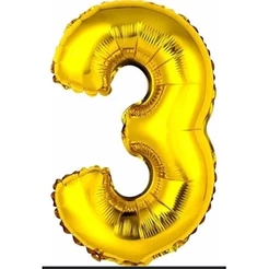 Balão Número 3 Gigante 80 cm Dourado Ouro Laminado (RT) (CHOCO)