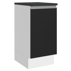 Balcão Armário de Cozinha 100% MDF 40 cm 1 Porta Branco/Preto Acordes Madesa