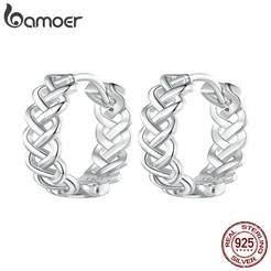 Bamoer 925 Prata Clipes Simples Em Forma De Cordô Elegante Brinco De Moda Joalheria Para Mulheres