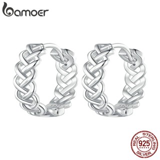 Bamoer 925 Prata Clipes Simples Em Forma De Cordô Elegante Brinco De Moda Joalheria Para Mulheres