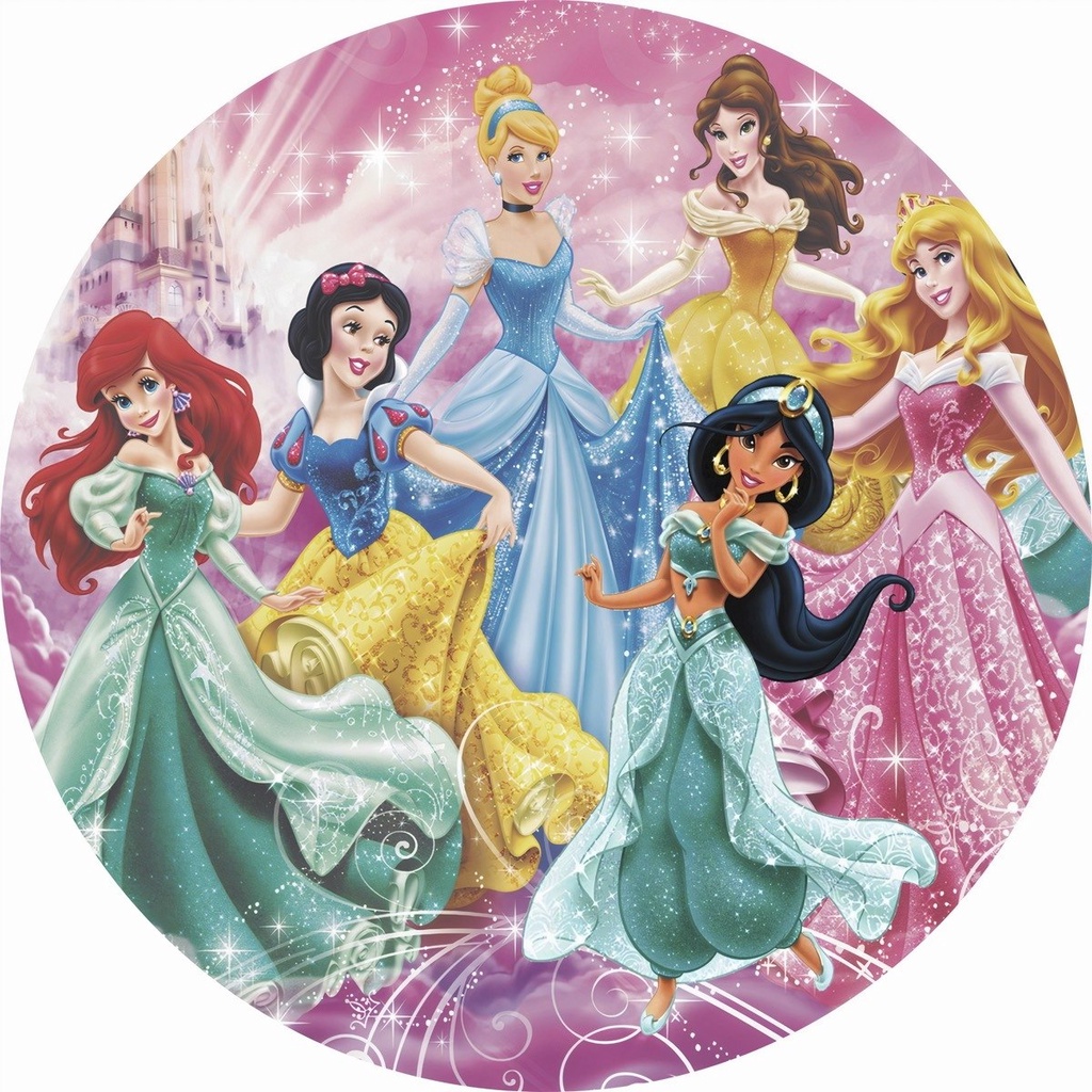 Painel de Festa Redondo Tema Princesas Em Tecido Veste Fácil Sublimado 3D em Oferta na Shopee