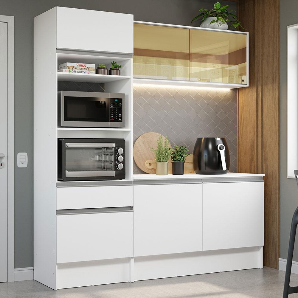 Armário de Cozinha Compacta 180cm Branco Diamante Madesa 86 - Home & Living
